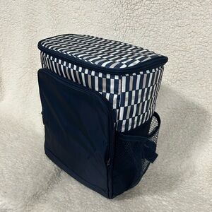 Navy and White Striped Cooler Backpack